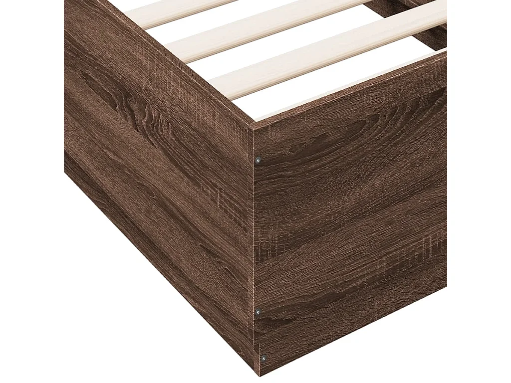 Estructura cama con luces LED madera roble marrón 90x190 cm