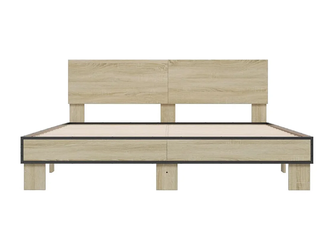Cadre de lit chêne sonoma 160x200 cm bois d'ingénierie et métal