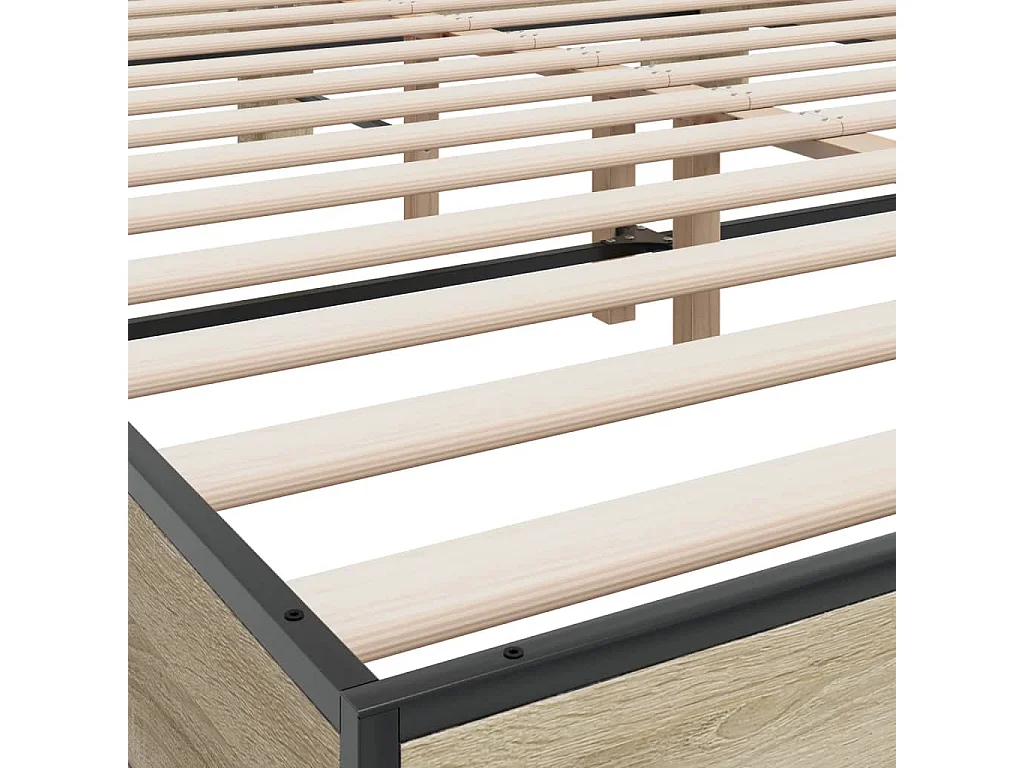 Cadre de lit chêne sonoma 160x200 cm bois d'ingénierie et métal