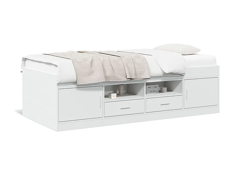 Sofá-cama c/ gavetas 100x200 cm derivados de madeira branco