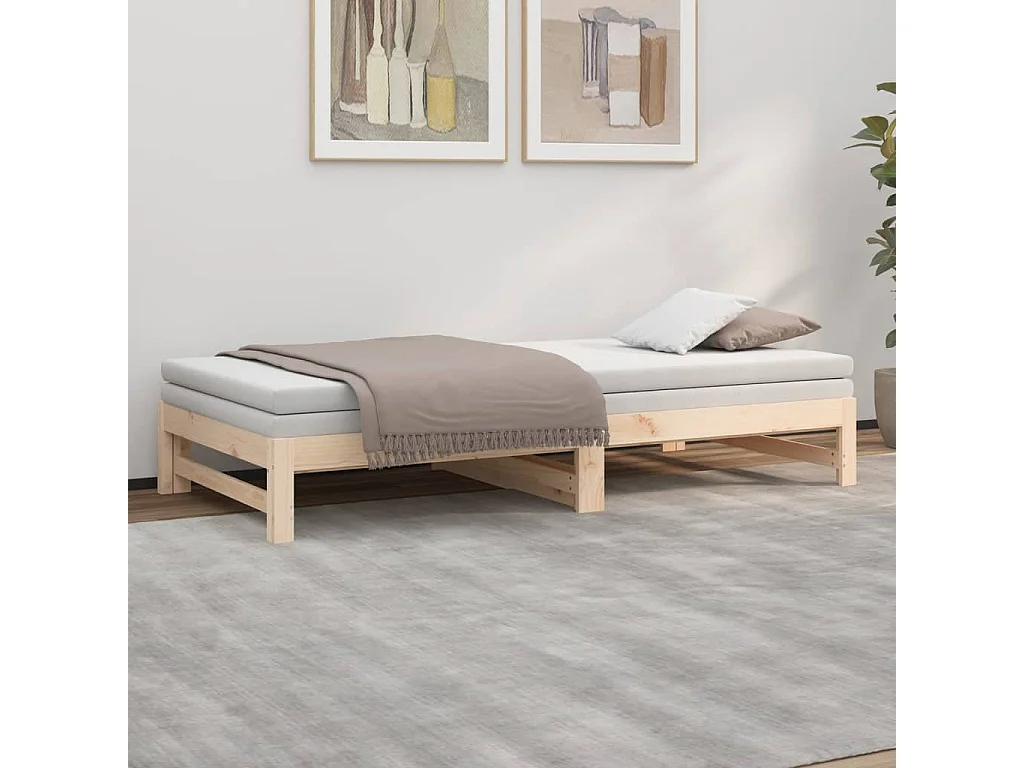 Sofá cama extraíble madera maciza de pino 2x(80x200) cm