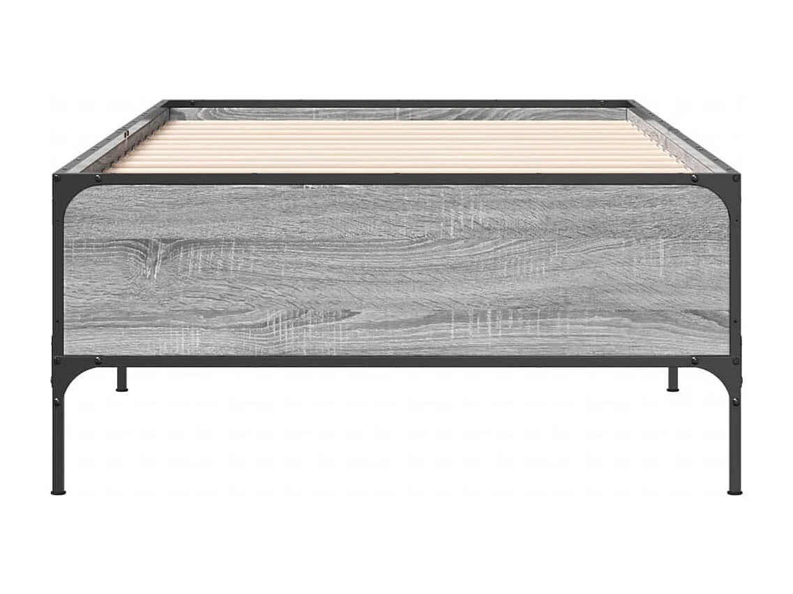 Estructura cama madera ingeniería metal gris Sonoma 90x190 cm