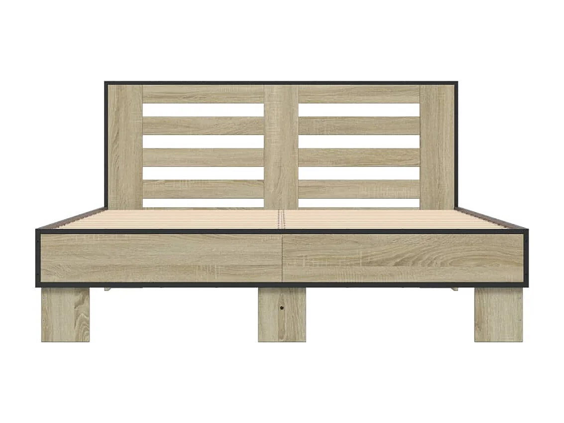 Estructura cama madera ingeniería metal roble Sonoma 120x190 cm