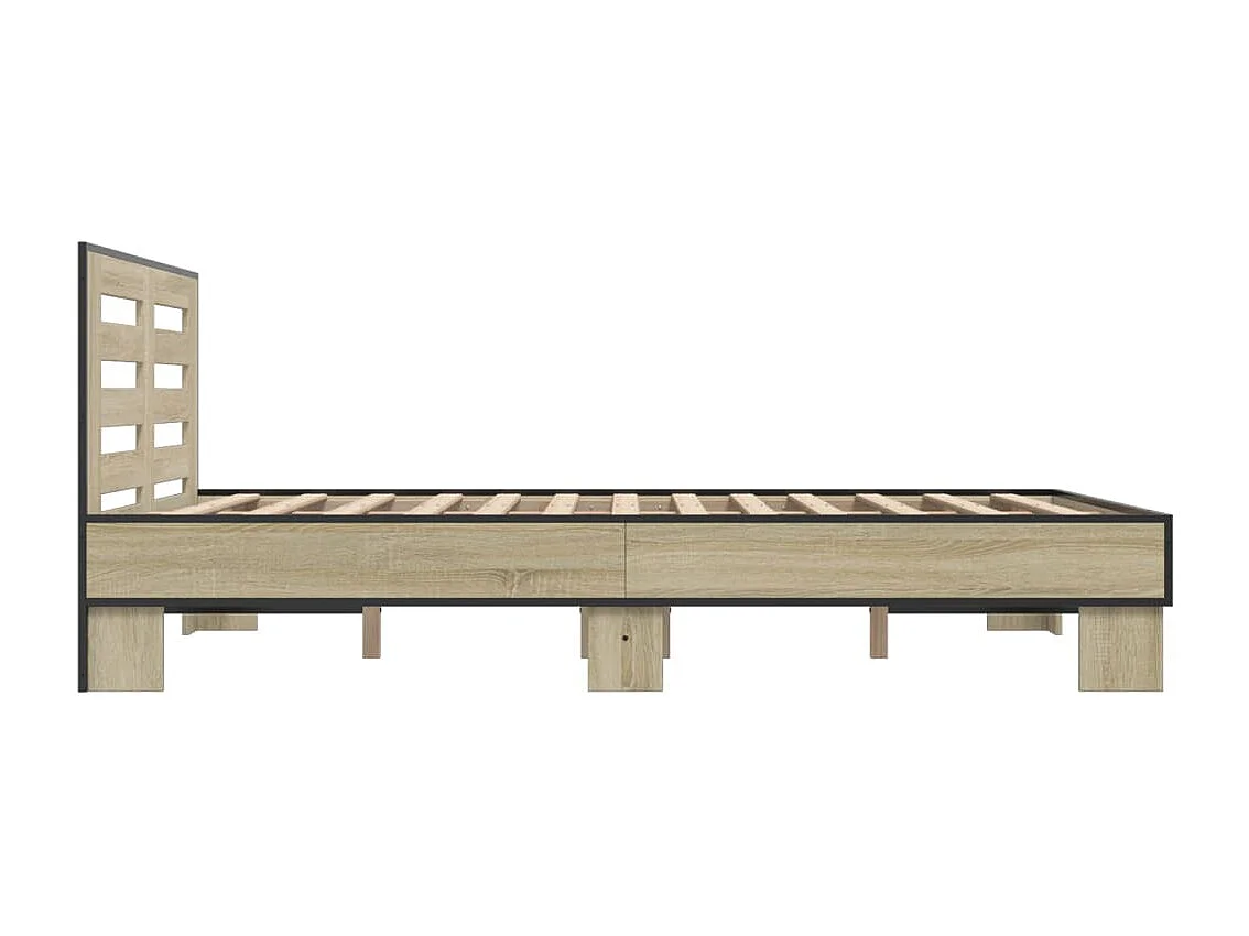 Estructura cama madera ingeniería metal roble Sonoma 120x190 cm