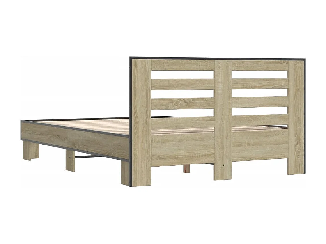 Estructura cama madera ingeniería metal roble Sonoma 120x190 cm
