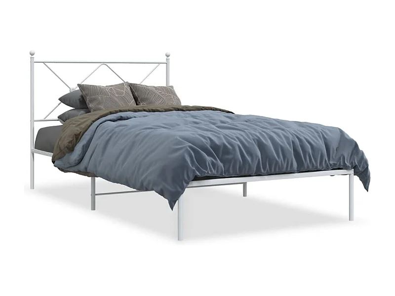 Estructura de cama de metal con cabecero blanco 100x200 cm