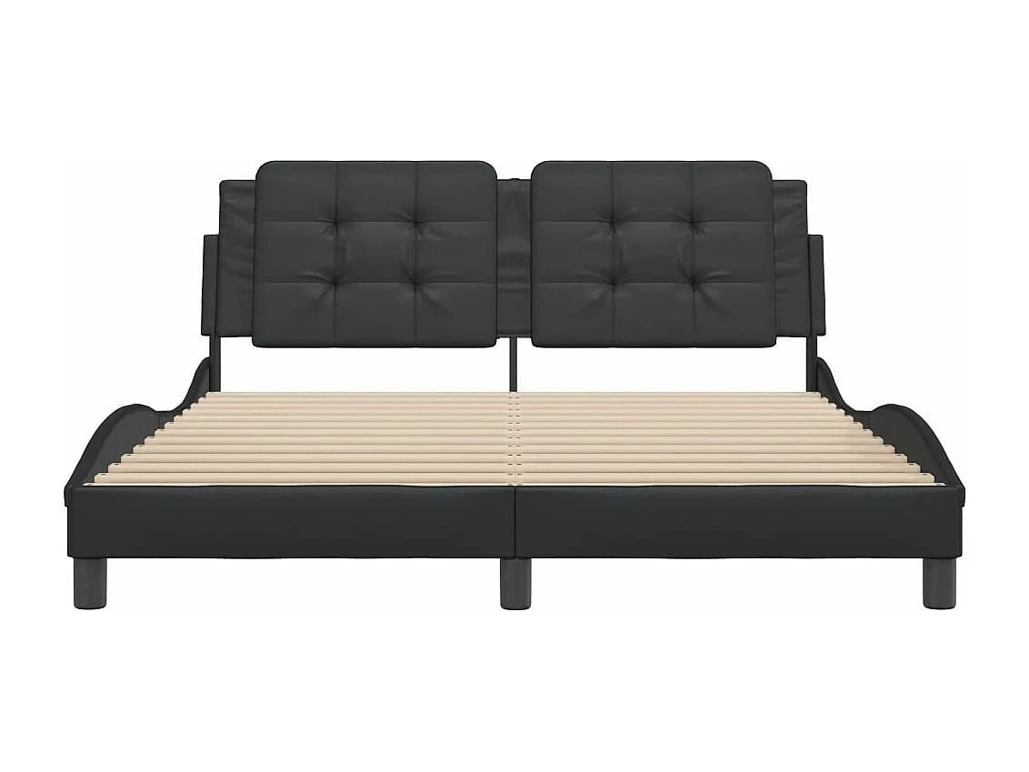 Estructura de cama con cabecero cuero sintético negro 160x200cm