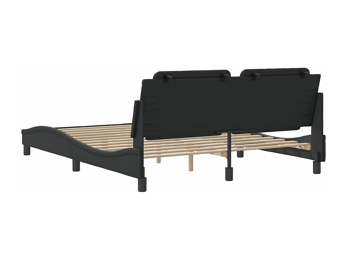 Estructura de cama con cabecero cuero sintético negro 160x200cm