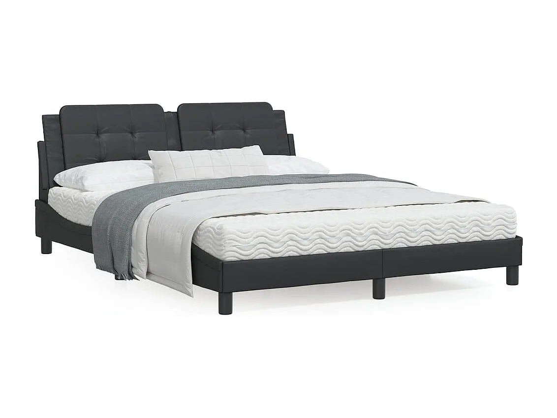Estrutura cama c/ cabeceira 160x200 cm couro artificial preto