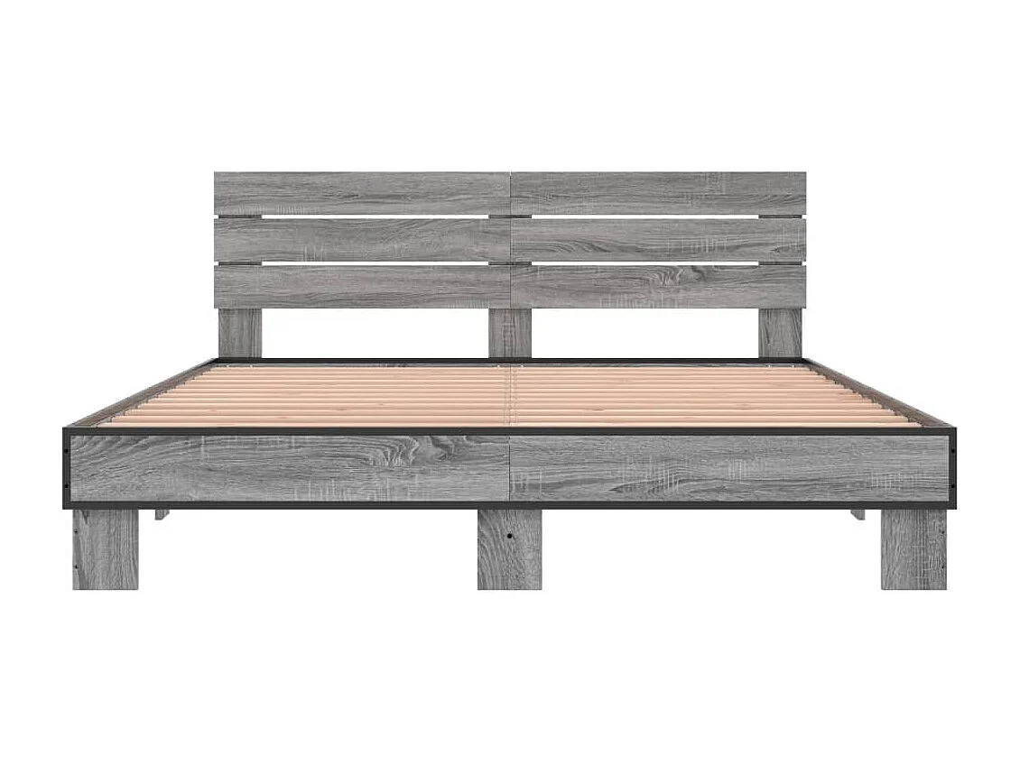Cadre de lit sonoma gris 150x200 cm bois d'ingénierie et métal