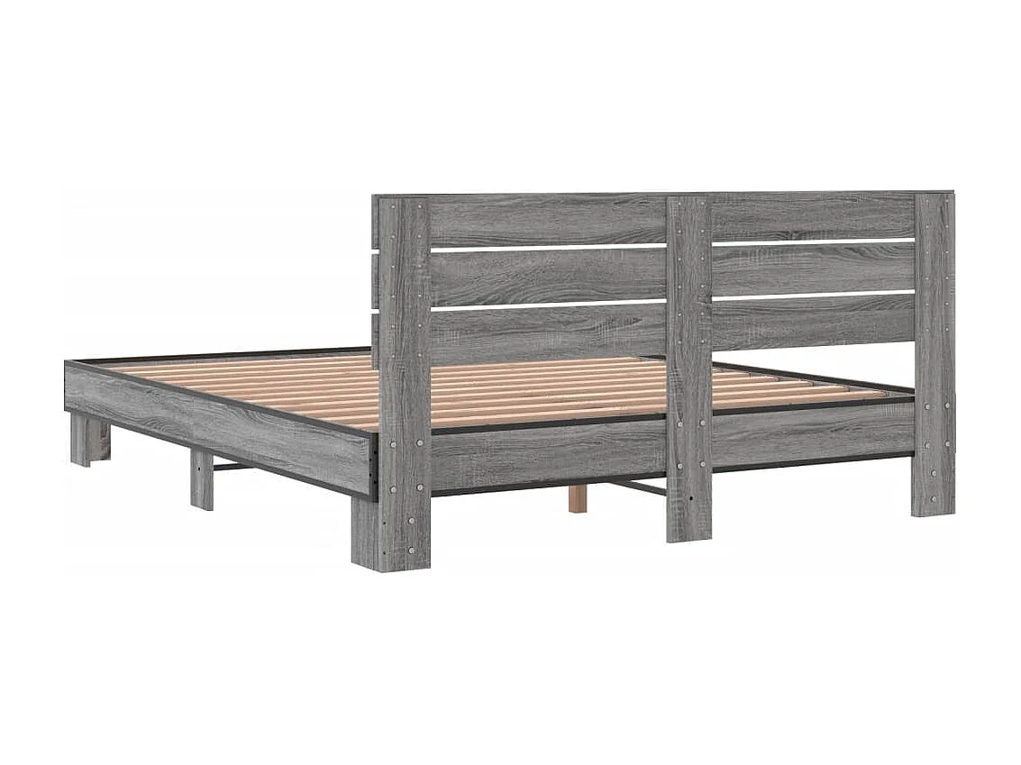 Cadre de lit sonoma gris 150x200 cm bois d'ingénierie et métal