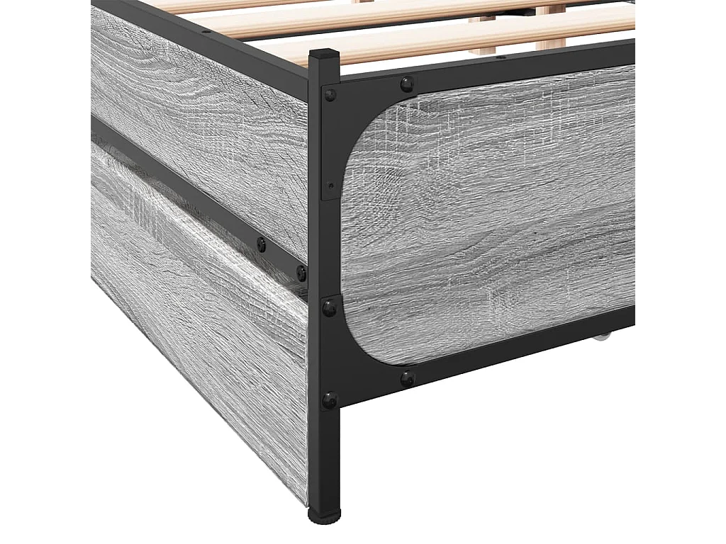 Cadre de lit et tiroirs sonoma gris 135x190 cm bois ingénierie