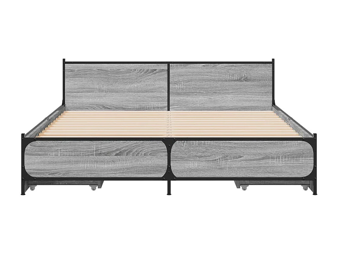 Cama con cajones madera de ingeniería gris Sonoma 135x190 cm