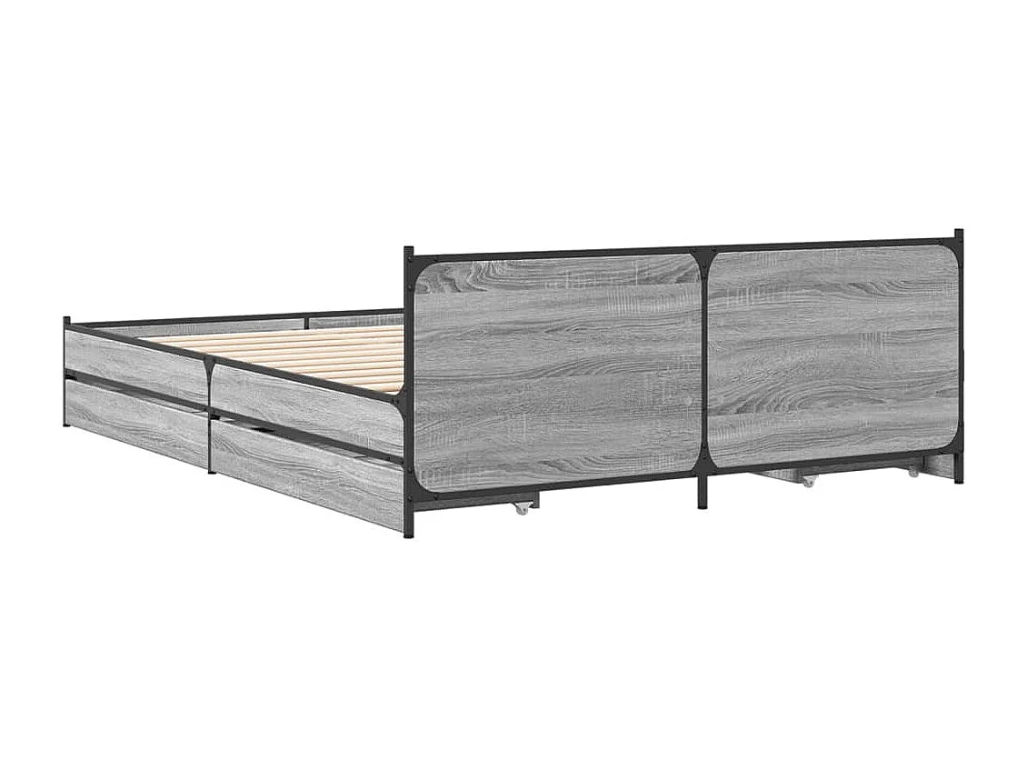 Cama con cajones madera de ingeniería gris Sonoma 135x190 cm