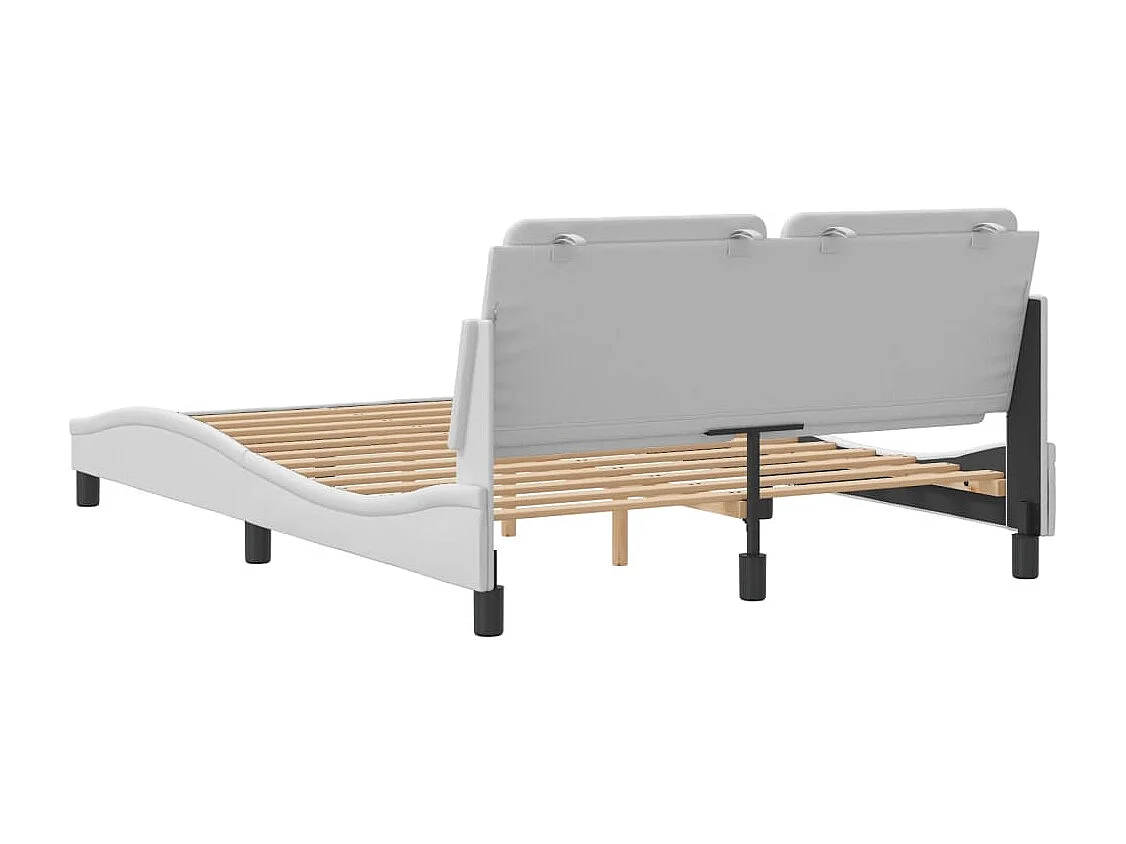 Estructura de cama cabecero cuero sintético blanco 140x200 cm