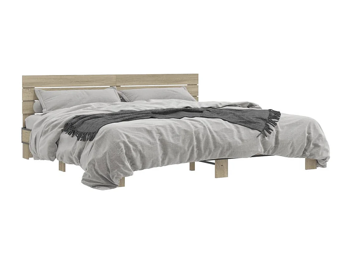 Cadre de lit chêne sonoma 200x200 cm bois d'ingénierie et métal