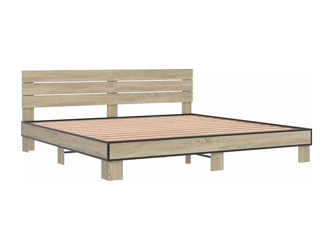 Cadre de lit chêne sonoma 200x200 cm bois d'ingénierie et métal