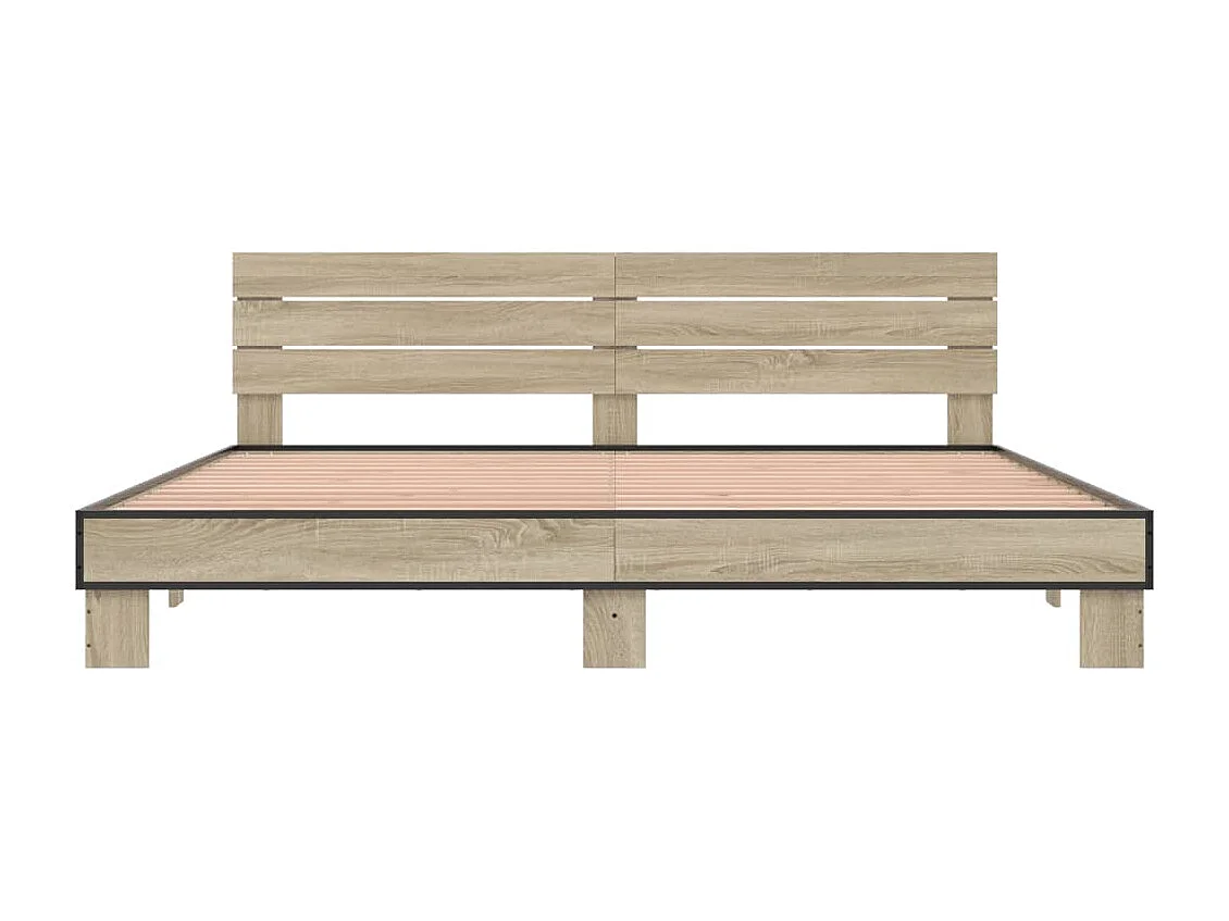 Cadre de lit chêne sonoma 200x200 cm bois d'ingénierie et métal