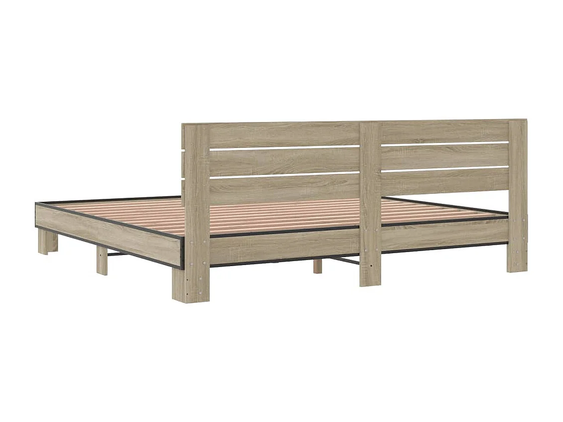 Cadre de lit chêne sonoma 200x200 cm bois d'ingénierie et métal