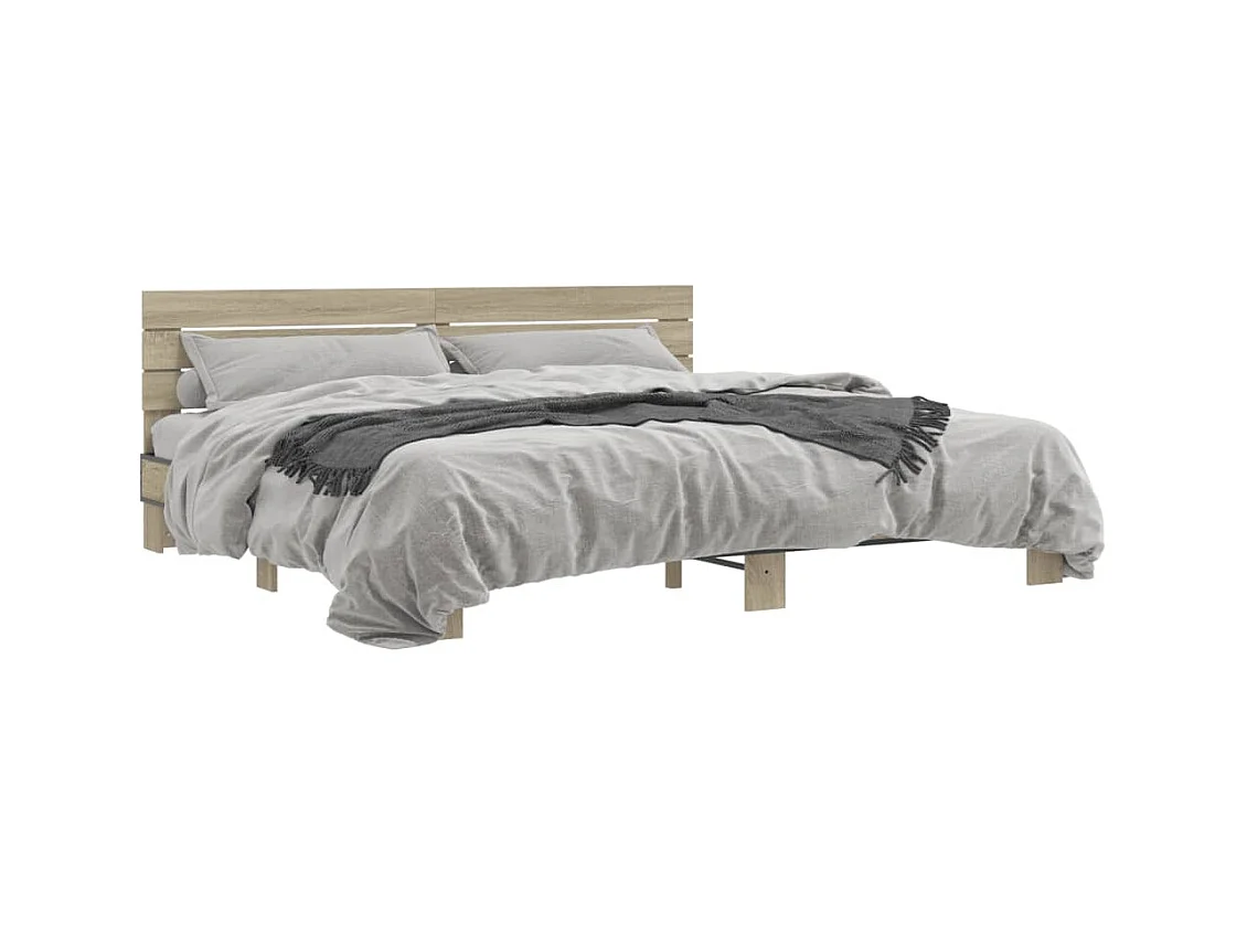 Cadre de lit chêne sonoma 200x200 cm bois d'ingénierie et métal