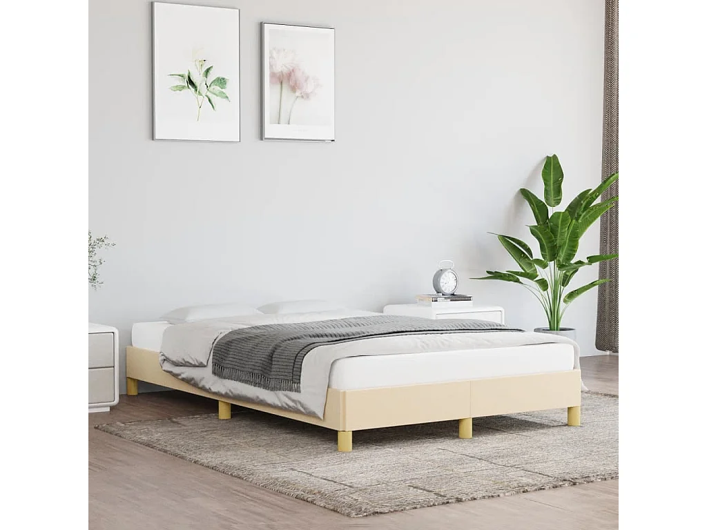 Estructura de cama tela crema 120x190 cm