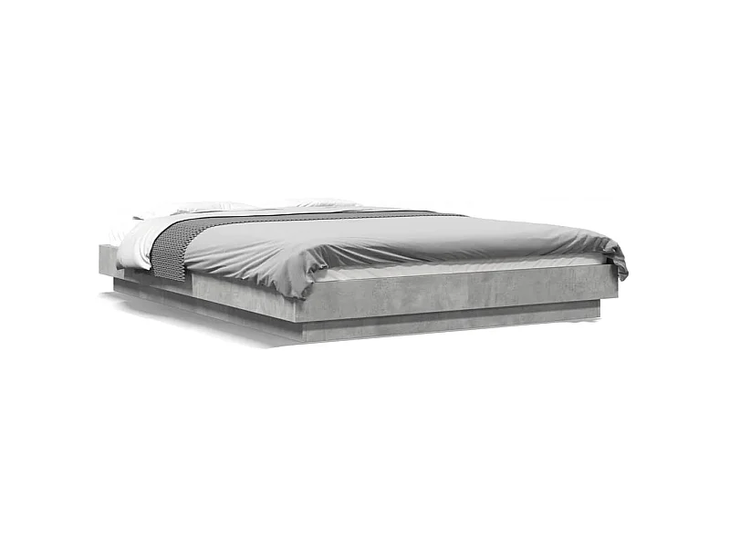 Cadre de lit gris béton 135x190 cm bois d'ingénierie