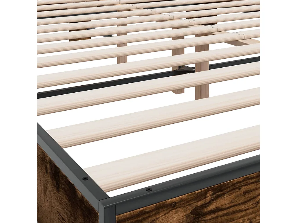 Cadre de lit chêne fumé 150x200 cm bois d'ingénierie et métal