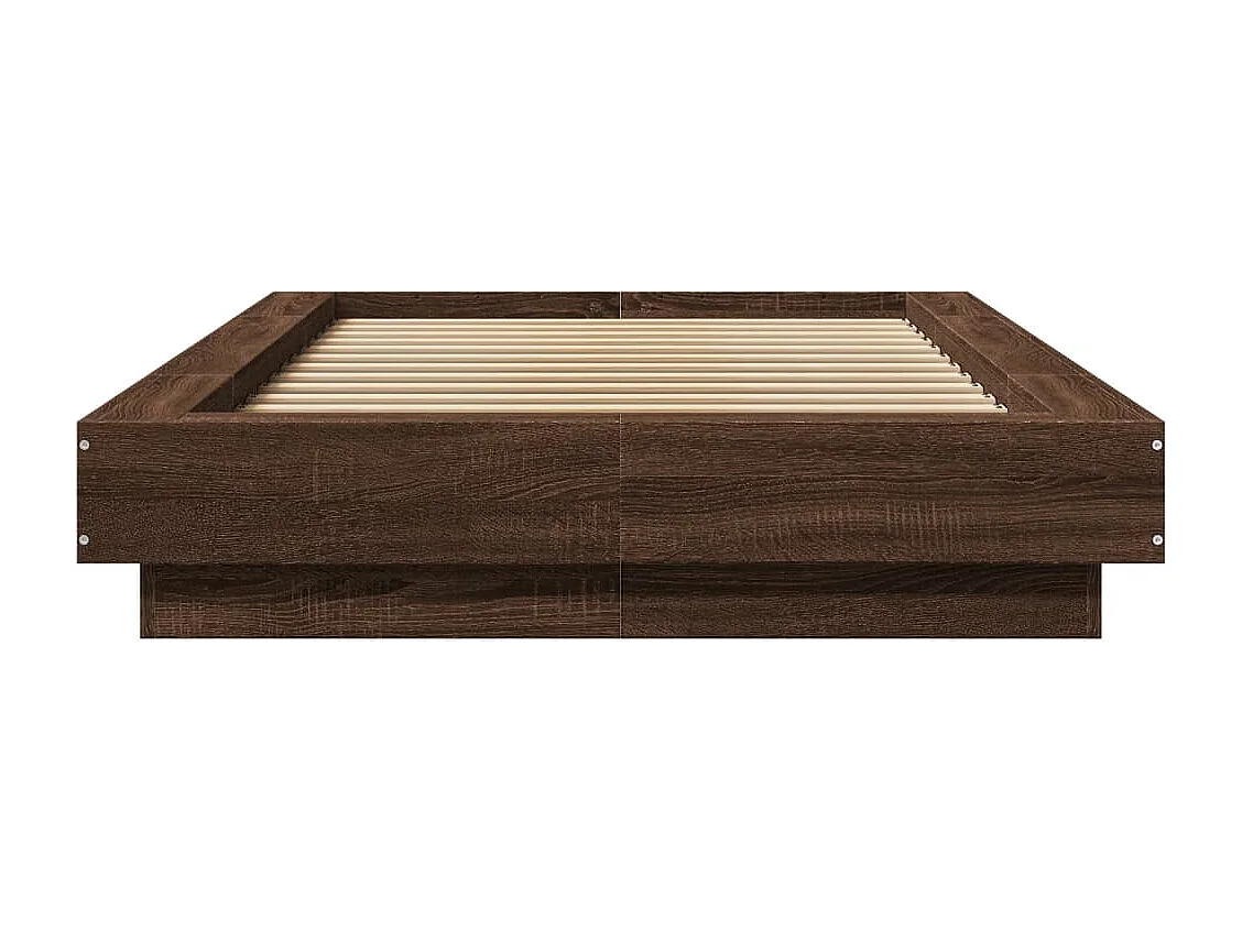 Estructura cama con luces LED madera roble marrón 90x190 cm