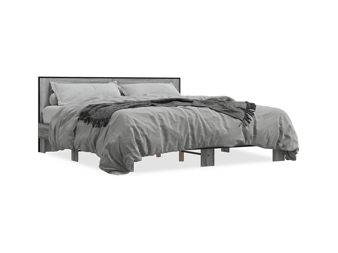 Cadre de lit sonoma gris 200x200 cm bois d'ingénierie et métal