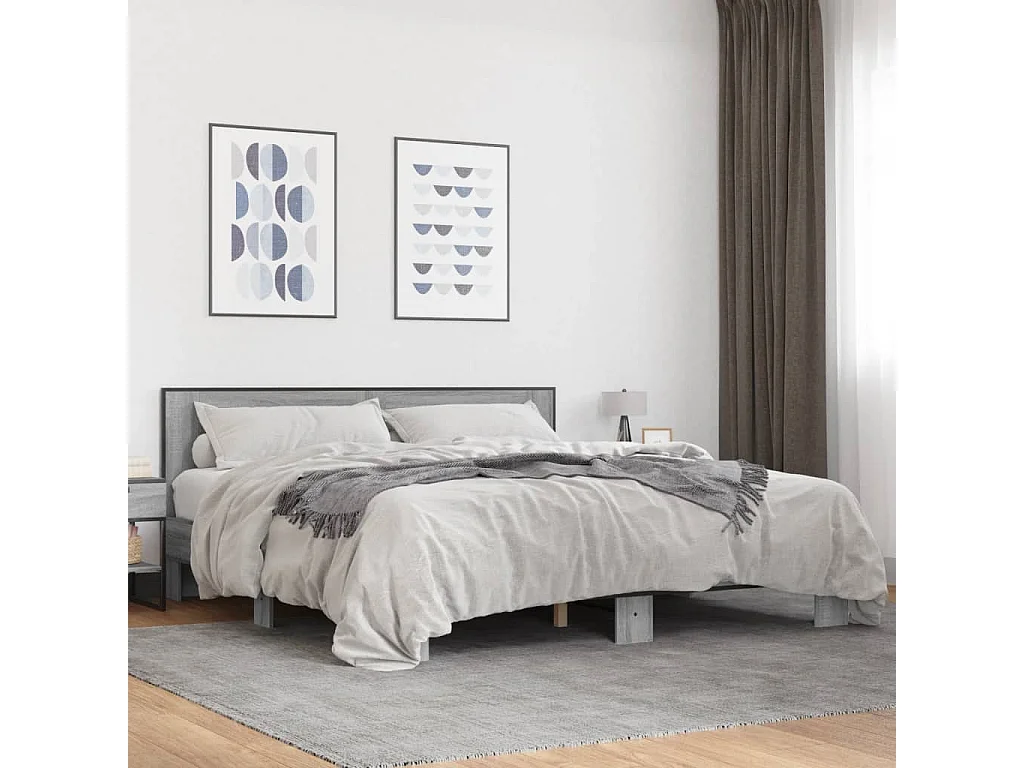 Estrutura de cama 200x200 cm derivados madeira/metal