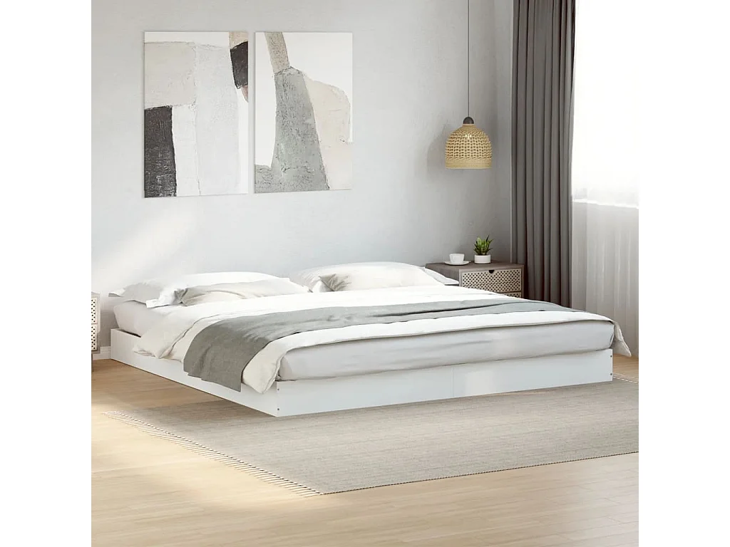 Estrutura de cama 180x200 cm derivados de madeira branco