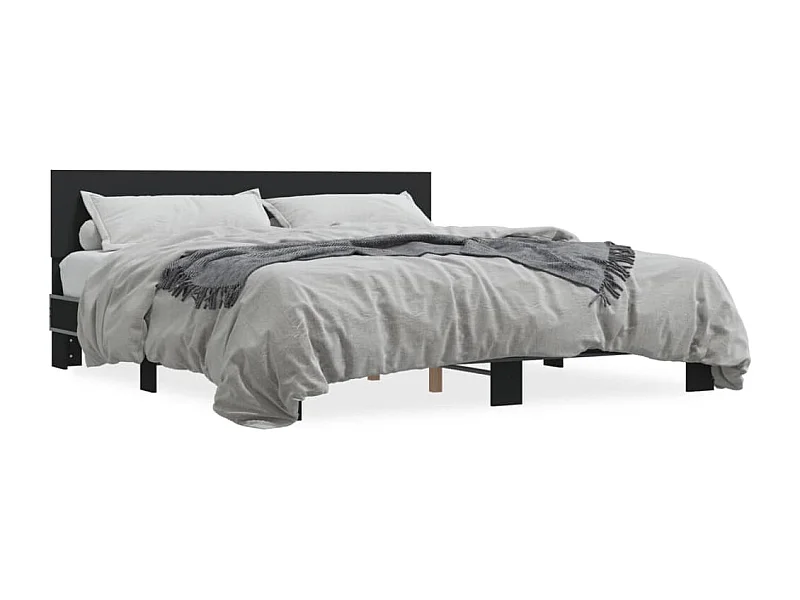 Estructura de cama madera de ingeniería y metal negro 200x200cm