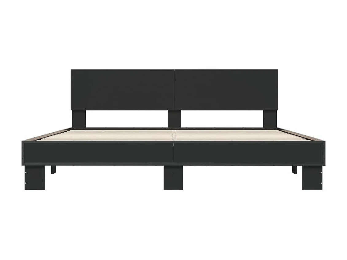 Estructura de cama madera de ingeniería y metal negro 200x200cm
