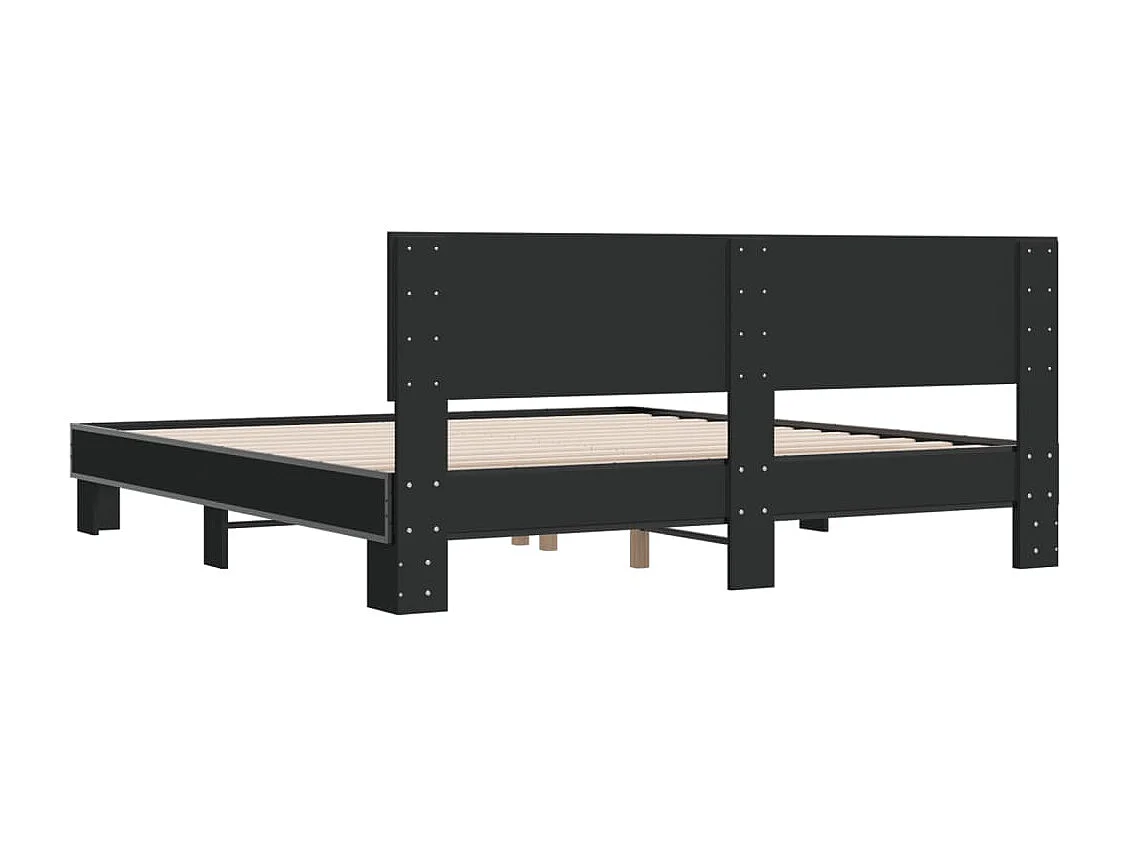 Estructura de cama madera de ingeniería y metal negro 200x200cm