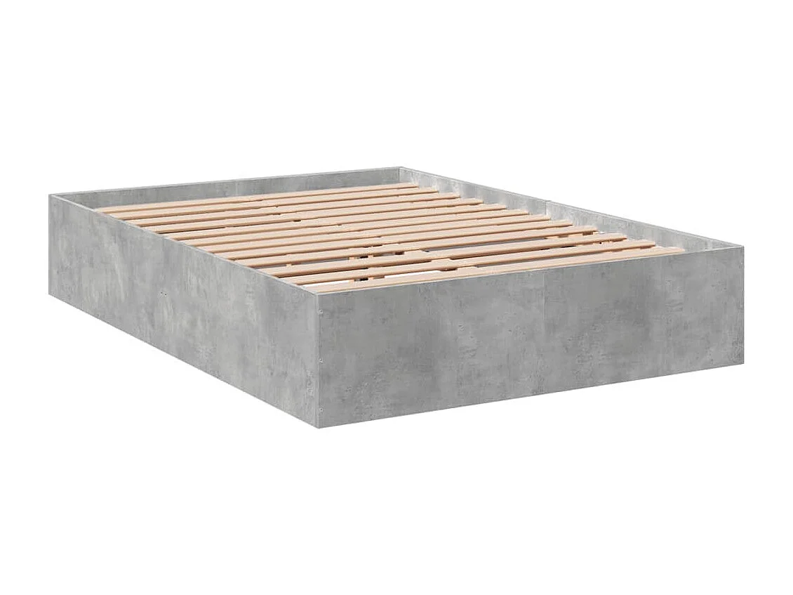 Estructura de cama madera de ingeniería gris hormigón 135x190cm