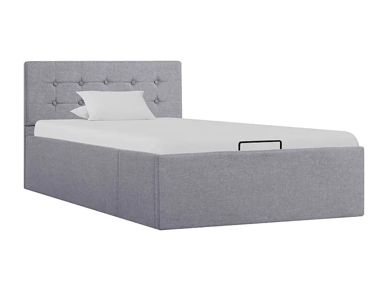 Cama hidráulica c/ arrumação 100x200cm tecido cinza-claro