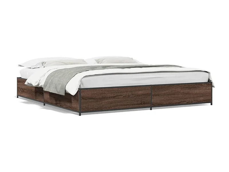 Cadre de lit chêne marron 200x200 cm bois d'ingénierie et métal