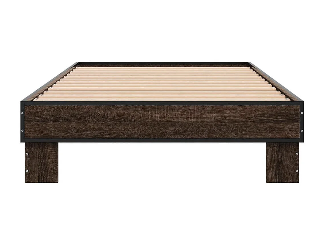 Estrutura de cama derivados de madeira/metal carvalho castanho
