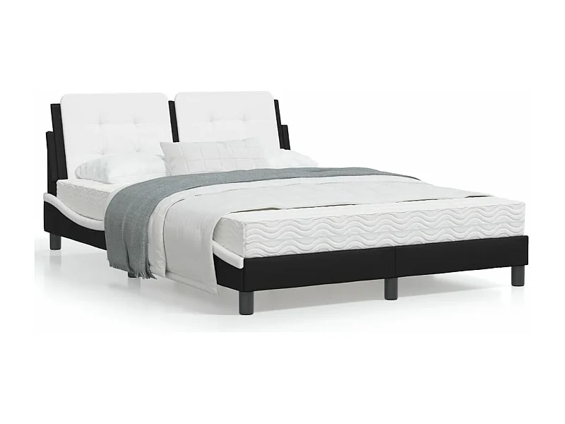 Estructura cama con LED cuero sintético negro blanco 120x200 cm