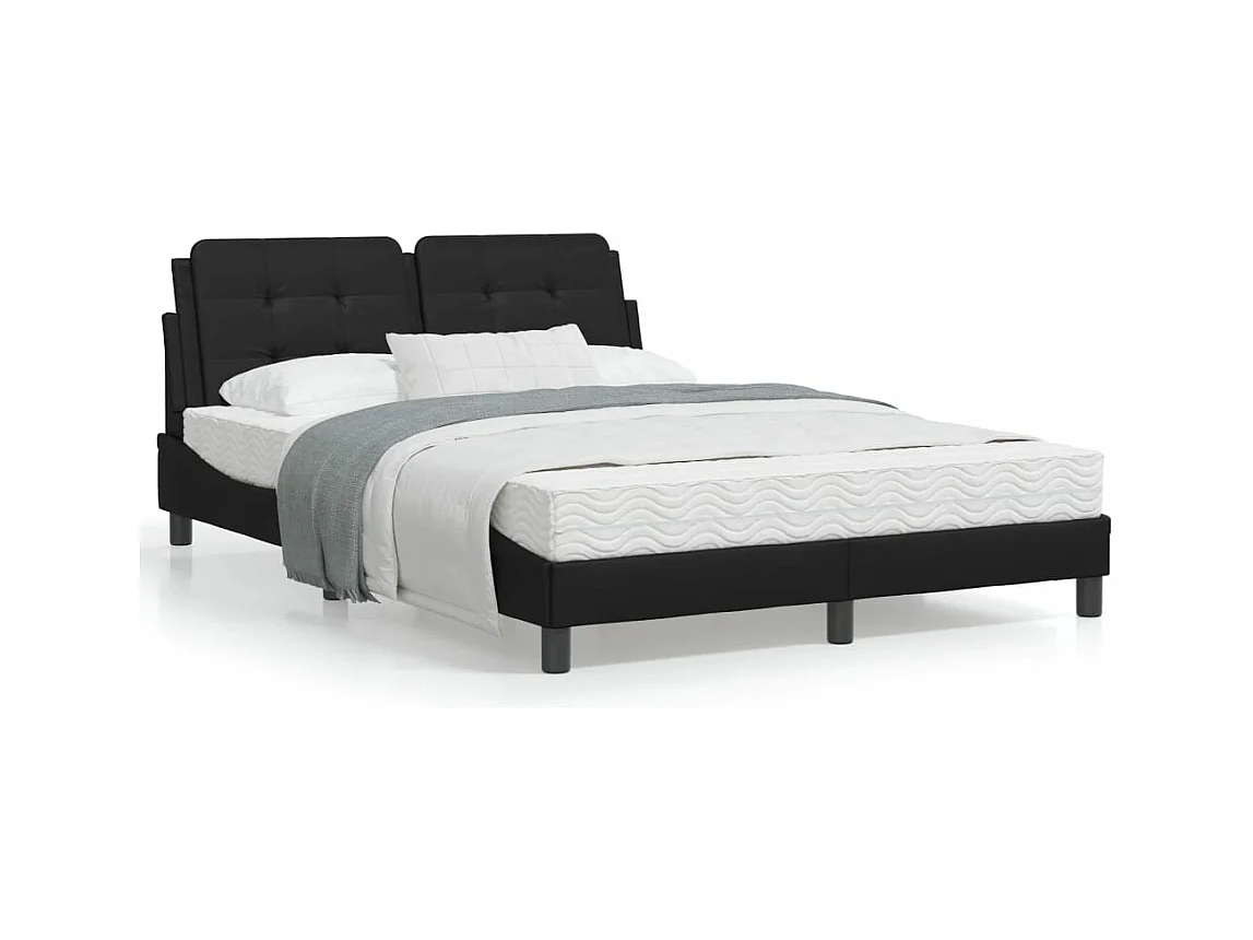 Lit avec matelas noir 140x200 cm similicuir