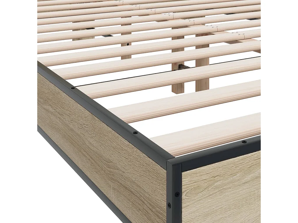 Cadre de lit chêne sonoma 140x200 cm bois d'ingénierie et métal