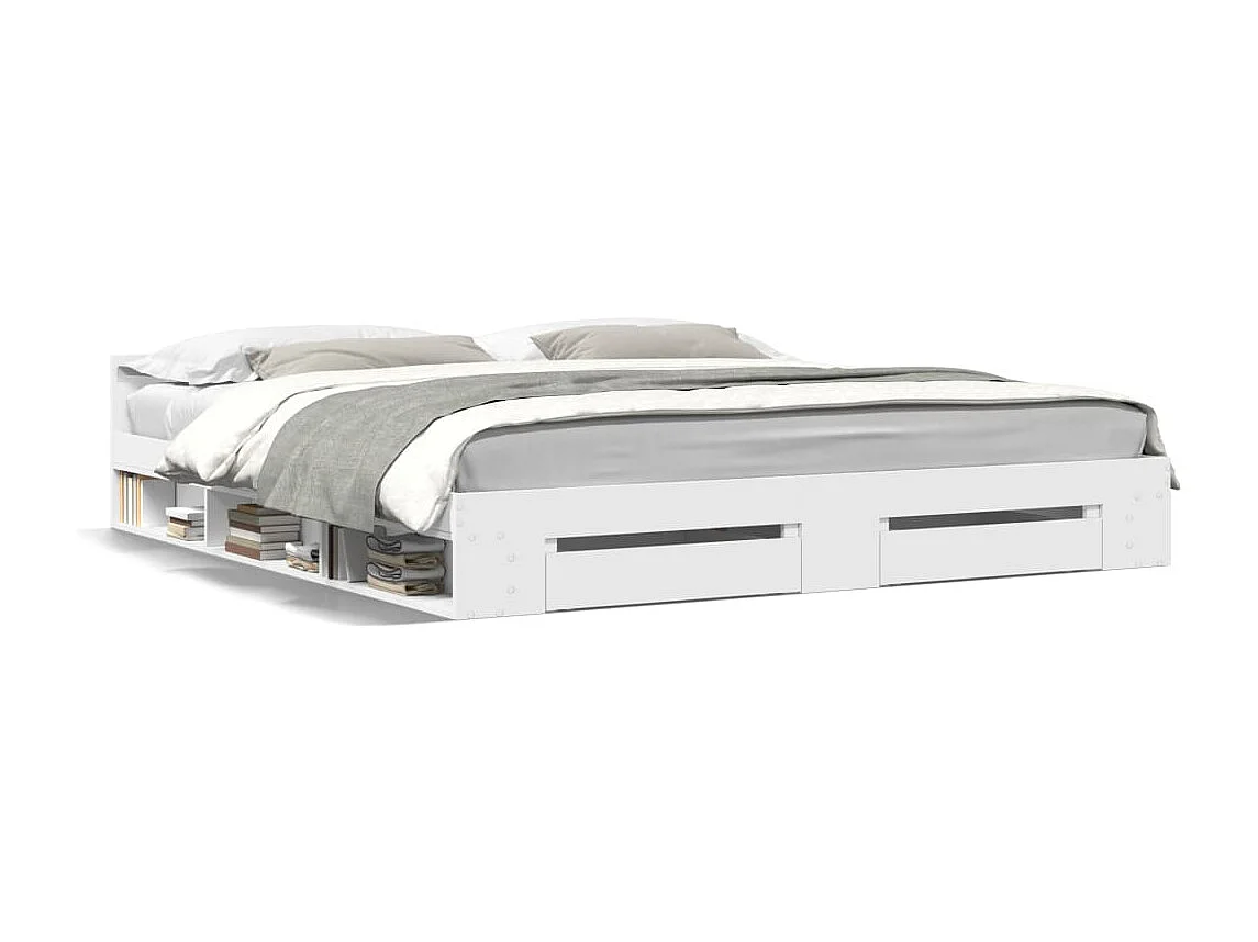 Estrutura de cama c/ gavetas 180x200cm derivados madeira branco