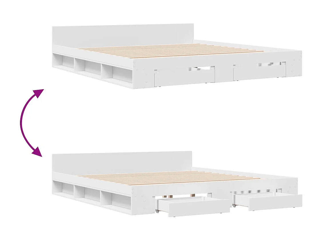 Estrutura de cama c/ gavetas 180x200cm derivados madeira branco