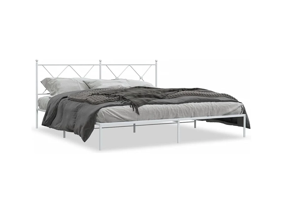 Estructura de cama de metal con cabecero blanco 183x213 cm