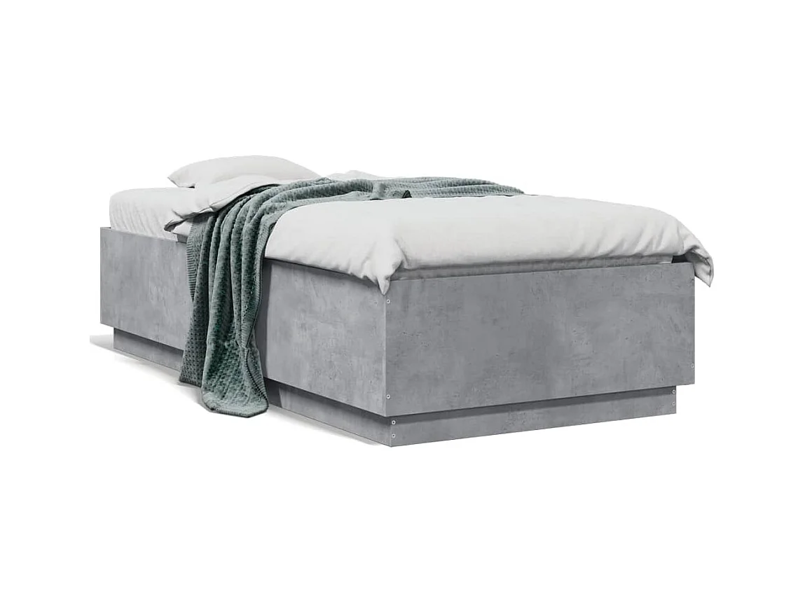 Estructura de cama madera de ingeniería gris hormigón 90x190 cm