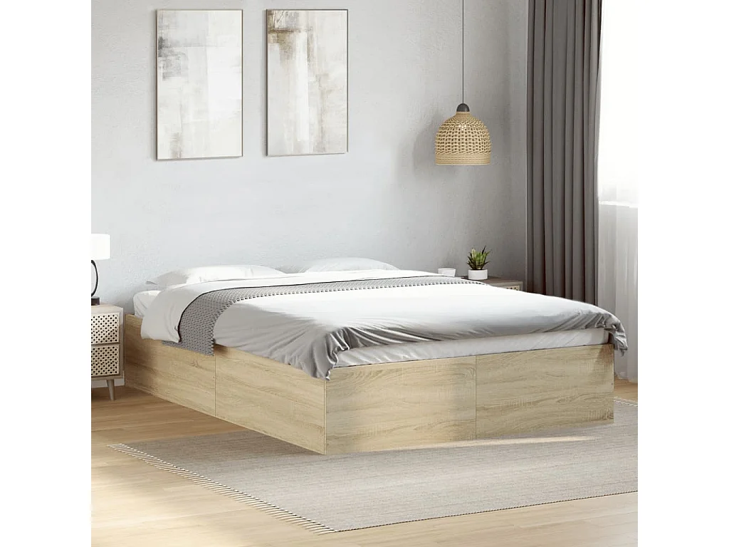 Cadre de lit chêne sonoma 120x200 cm bois d'ingénierie
