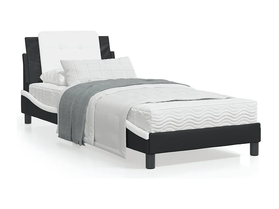 Estrutura de cama c/ cabeceira couro artificial 90x190cm