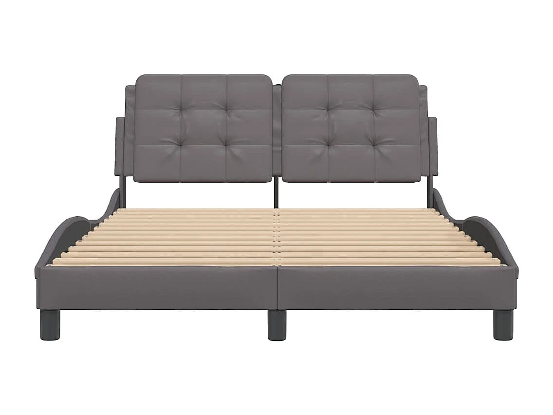 Estructura cama con luces LED cuero sintético gris 140x200 cm