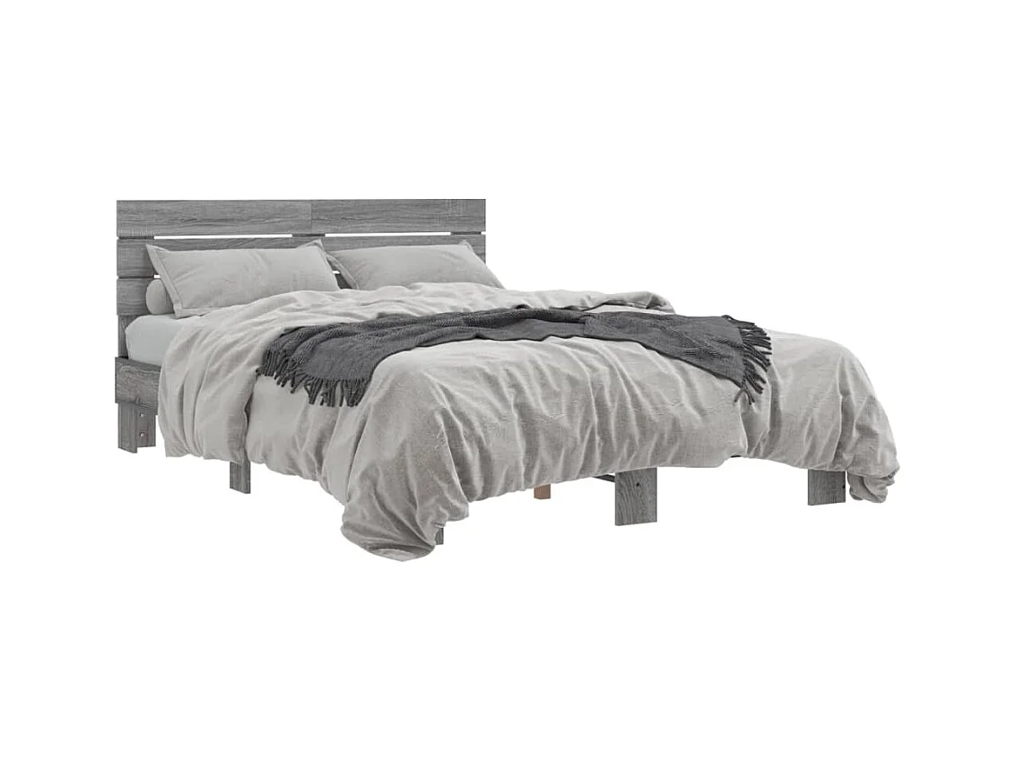 Cadre de lit sonoma gris 120x190 cm bois d'ingénierie et métal