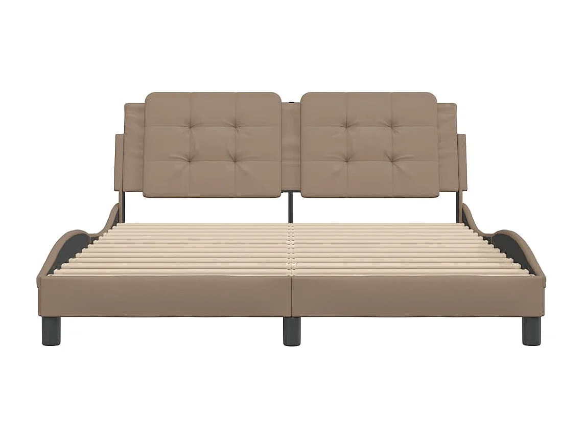 Estructura de cama cabecero cuero sintético capuchino 160x200cm